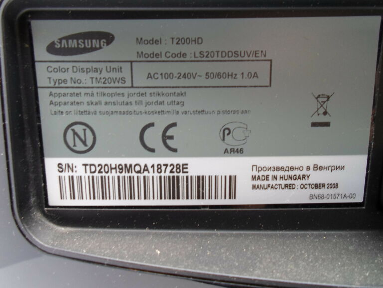 SAMSUNG SYNCMASTER T200HD 20 CALI