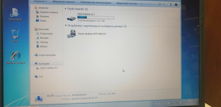 ACER ASPIRE 3690 1,60GHZ/512MB/40 GB/WIN 7 UL