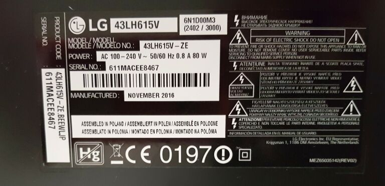 TELEWIZOR LG 43LH615V SMART TV 43 CALE + PILOT