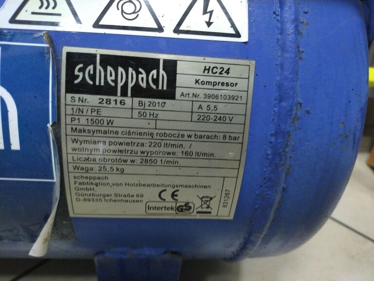 KOMPRESOR OLEJOWY SCHEPPACH 24 L, 8 BAR