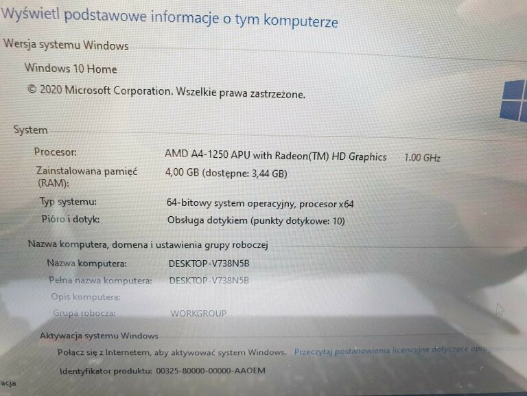 LAPTOP ACER ASPIRE V5-122P A4-1250/480GB SSD/4GB
