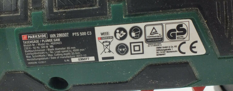 PIŁA WGŁĘBNA PARKSIDE PTS 500 C3