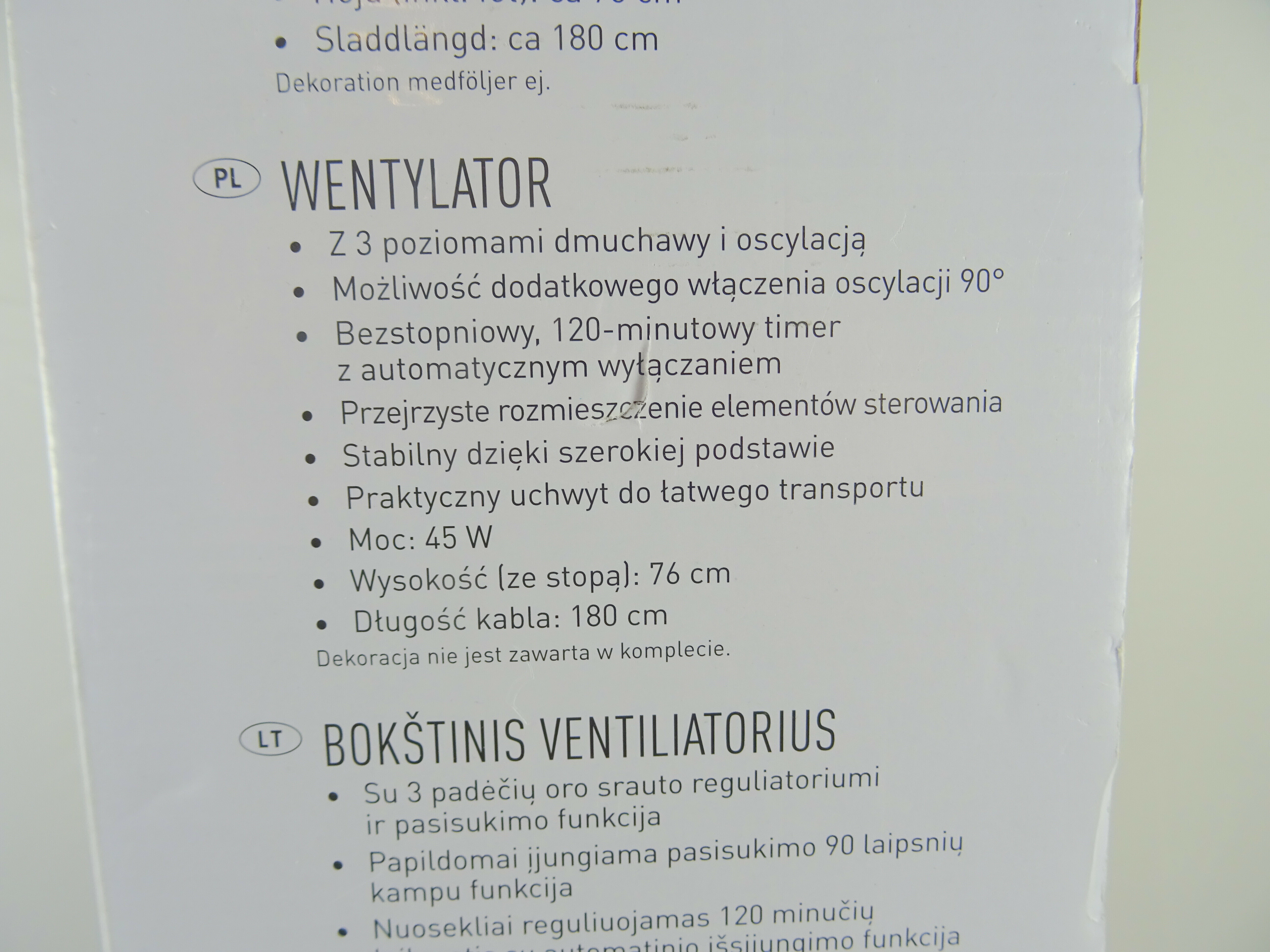 wentylator-silvercrest-tower-fan-pudelko-marka-inna