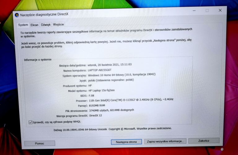 LAPTOP HP 15S-FQ2009NW I5 512GB SSD 8GB IGŁA !!!