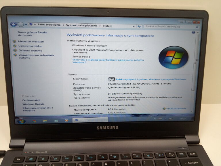 LAPTOP SAMSUNG NP 900X 3C/I5-3317U/ 4/120GB/WIN7