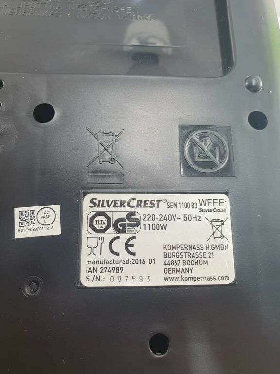 EKSPRES CIŚNIENIOWY SILVERCREST SEM 1100 B3 PUD