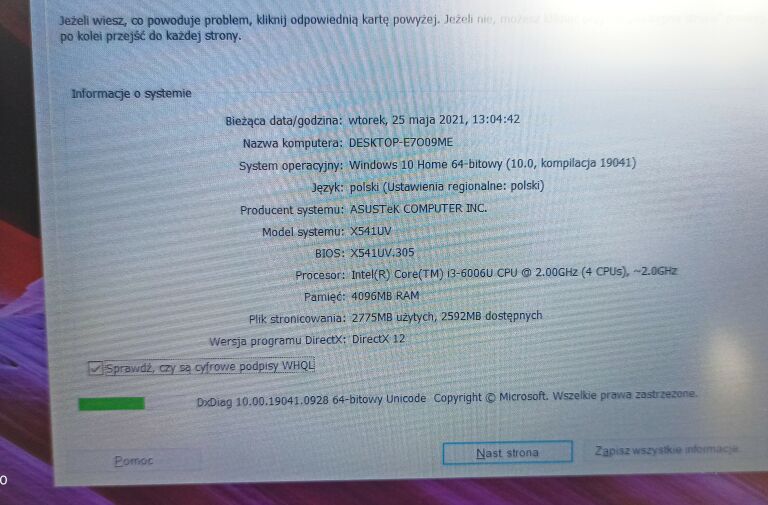 LAPTOP ASUS K541U WIN10 4/930GB INTEL I3 IGŁA!