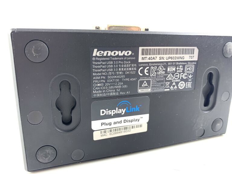 LENOVO THINKPAD USB 3.0 PRO DOCK 40A7 DK1522