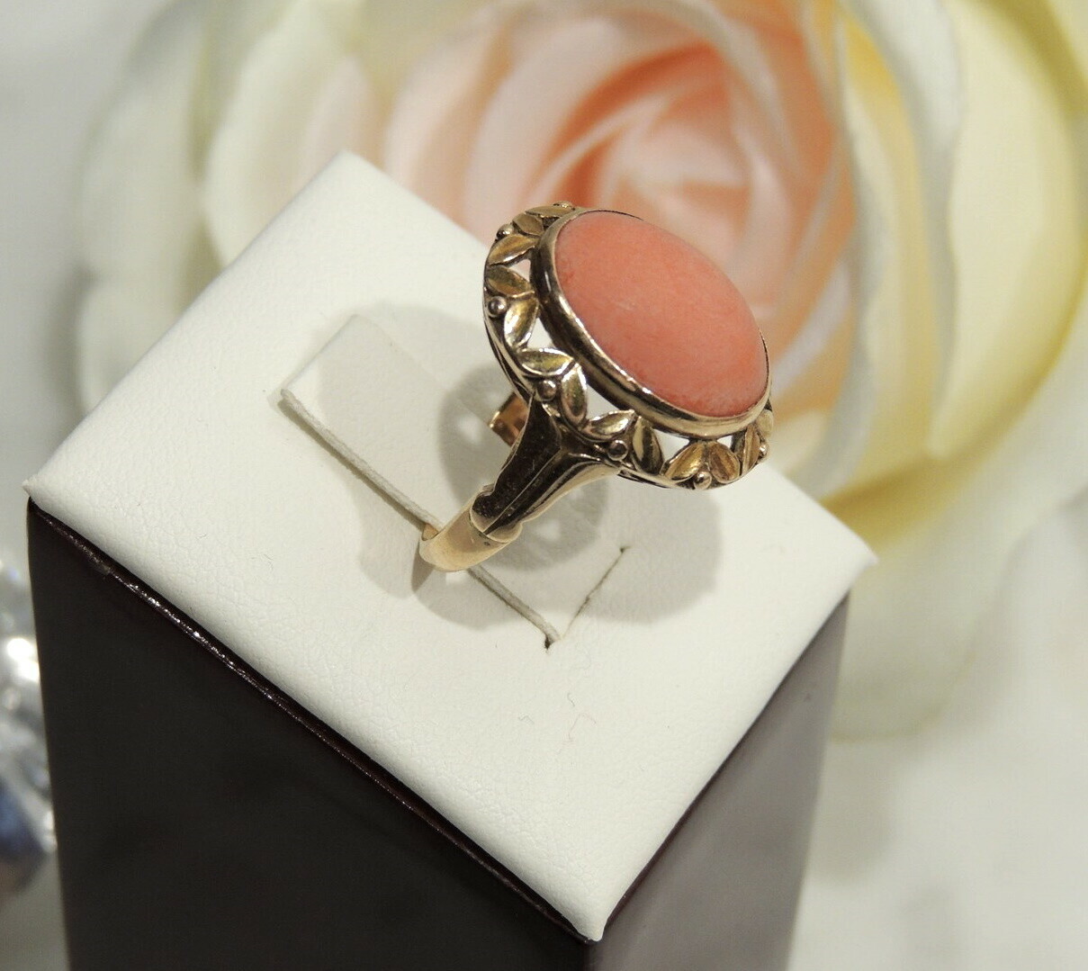 stary-pierscionek-z-koralem-pr585-stan-uzywany