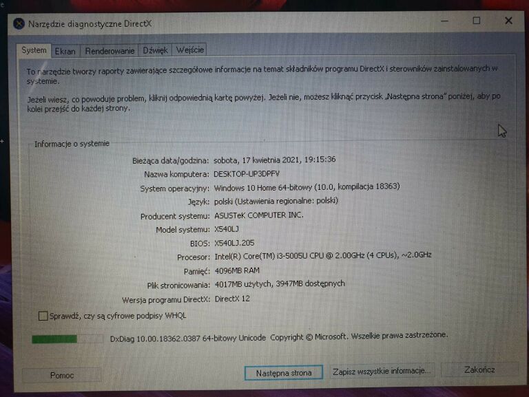 LAPTOP ASUS R510L I3  4GB/1T NVIDIA GEFORCE ŁAD