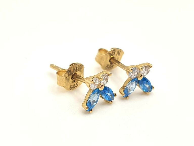 zlote-kolczyki-bialo-blekitne-kokardki-585-091g-stan-11323-2