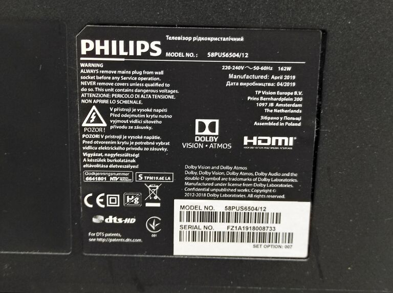 TV PHILIPS 58PUS6504/12