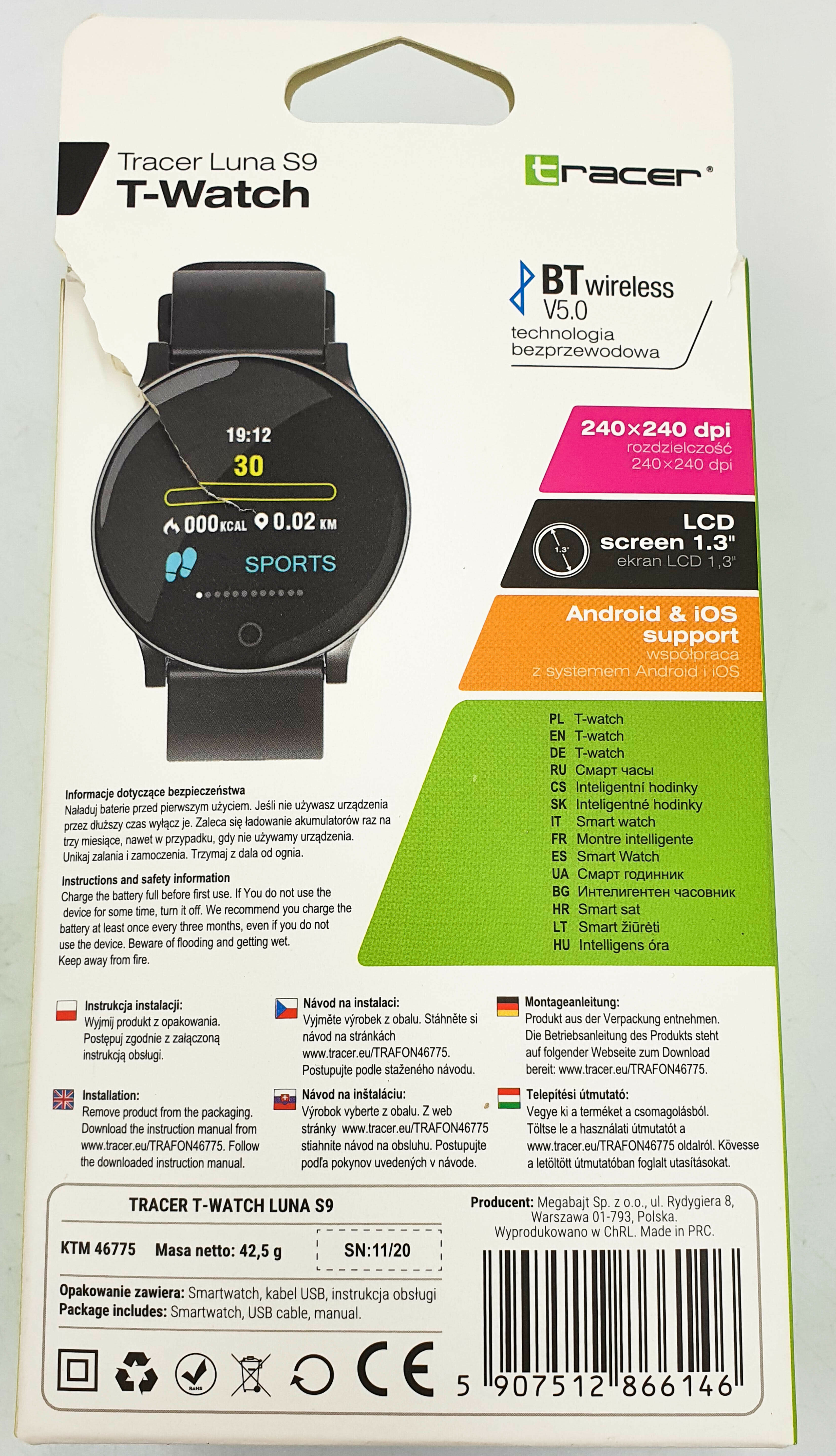 smartwatch-opaska-sportowa-tracer-luna-s9-kpl-stan-nowy