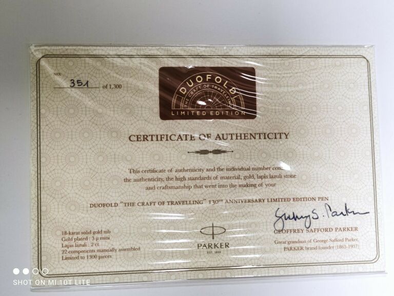 PIÓRO PARKER DUOFOLD LIMITED 130TH 18K OKAZAJA CE