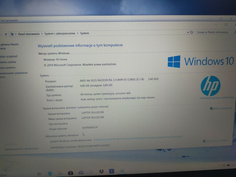 LAPTOP HP 255 G6 4GB/1TB HDD WIN10