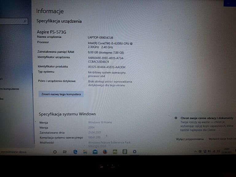 LAPTOP ACER ASPIRE F5-573G-53FT/I5-6200U