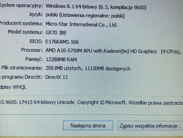 MSI GX70 AMD A10/12GB/HD 8650G+HD8970M/1TB HDD+SS