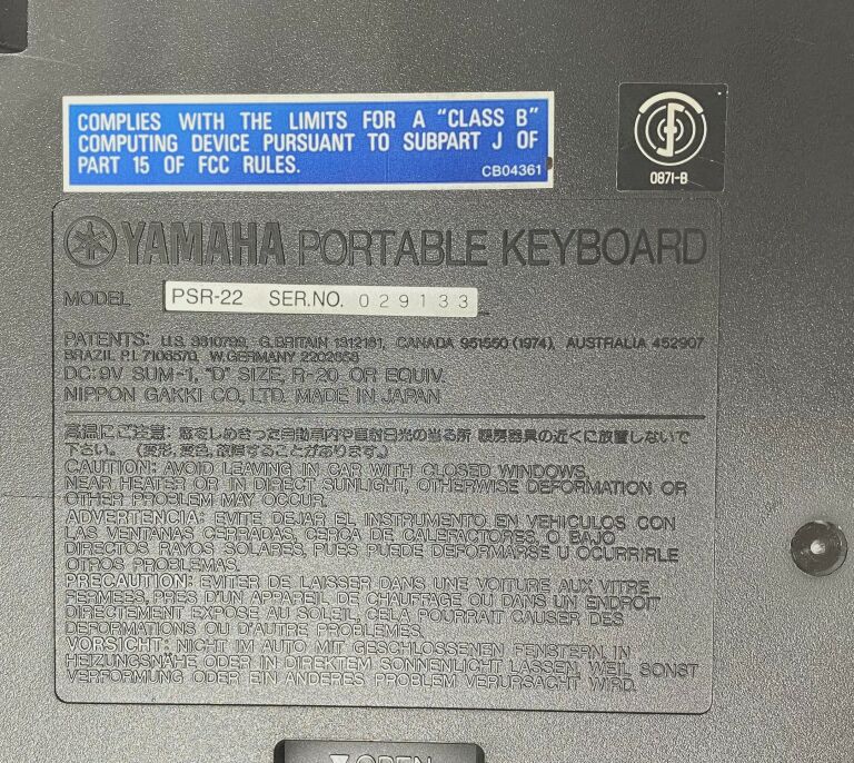 SYNTEZATOR KEYBOARD YAMAHA PSR-22 KLAWISZE ORGANY