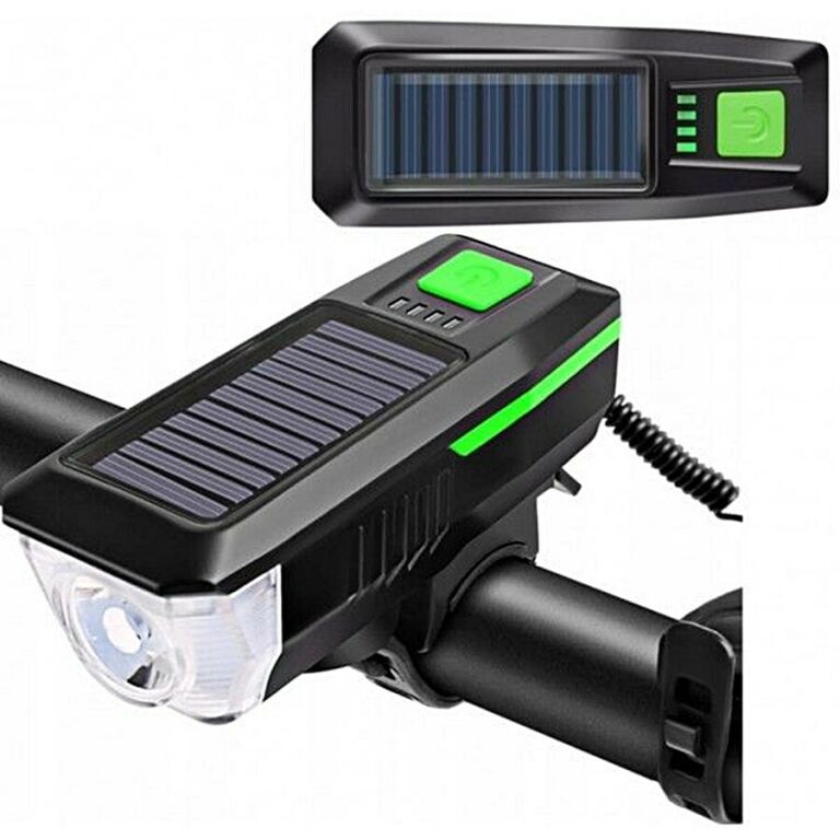 LAMPKA ROWEROWA SOLARNA MOCNA + ALARM DŹWIĘKOWY