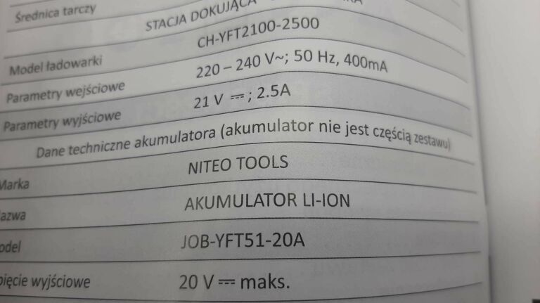 AKUMULATOROWA SZLIFIERKA KĄTOWA NITEO TOOLS