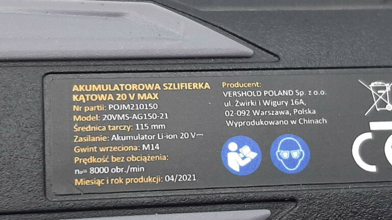 AKUMULATOROWA SZLIFIERKA KĄTOWA NITEO TOOLS