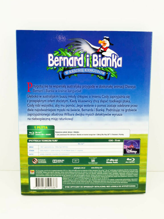 BAJKA BERNARD I BIANKA W KRAINIE KANGURÓW BLU RAY
