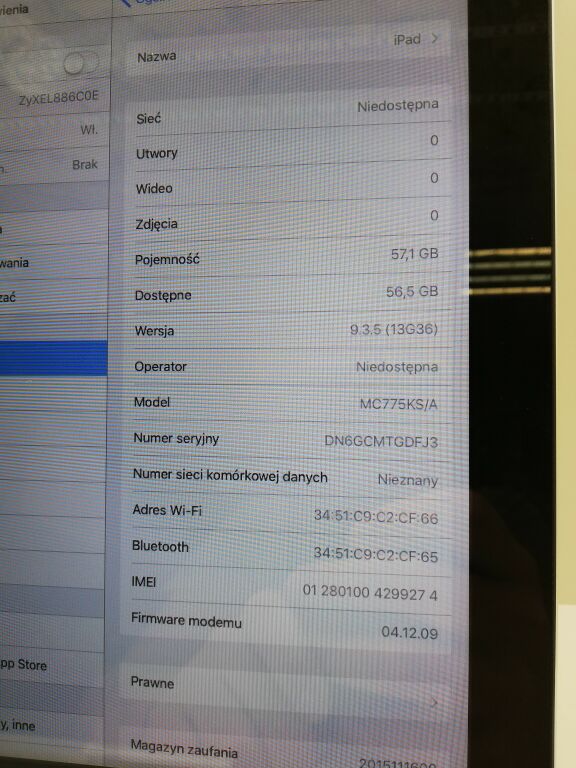 APPLE IPAD 2 WI-FI+3G 64GB 512 MB 9.7 IOS 3G A139