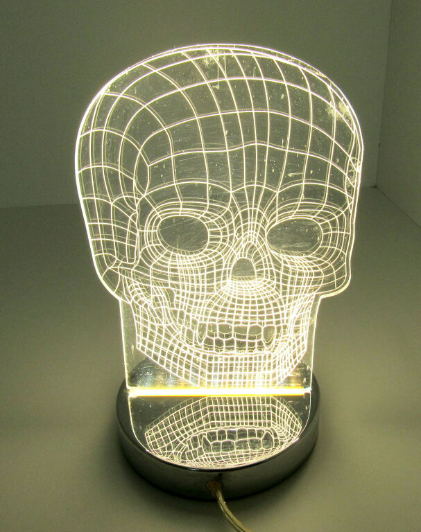 LAMPA STOJĄCA GŁOWA CZASZKA LED 7W 400LM CHROM
