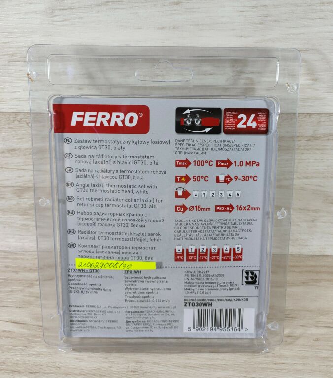 FERRO ZESTAW TERMOSTATYCZNY OSIOWY BIAŁY ZTO30WH