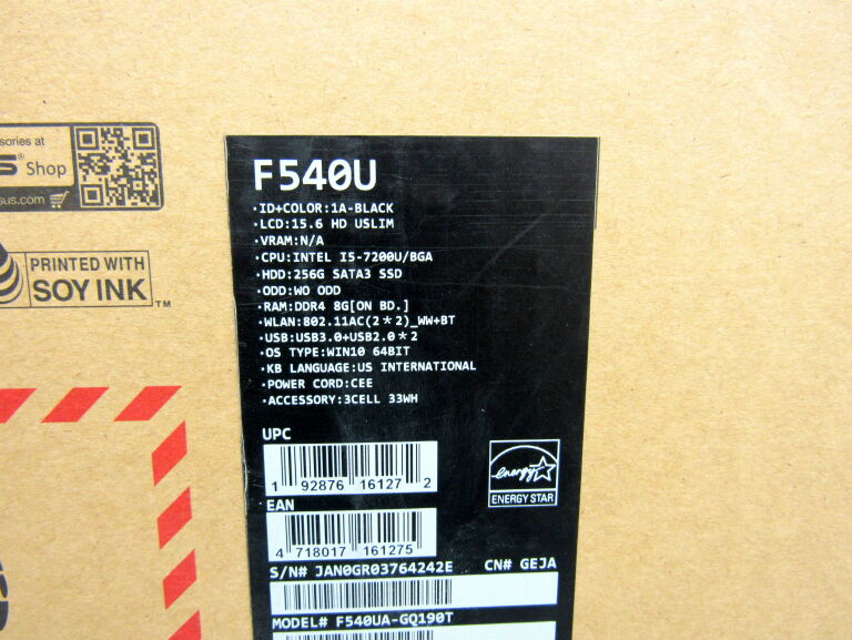 LAPTOP ASUS F540U I5-7200U/8GB/256GB SSD