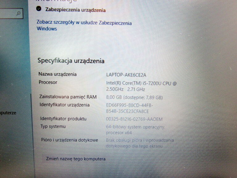LAPTOP ASUS F540U I5-7200U/8GB/256GB SSD