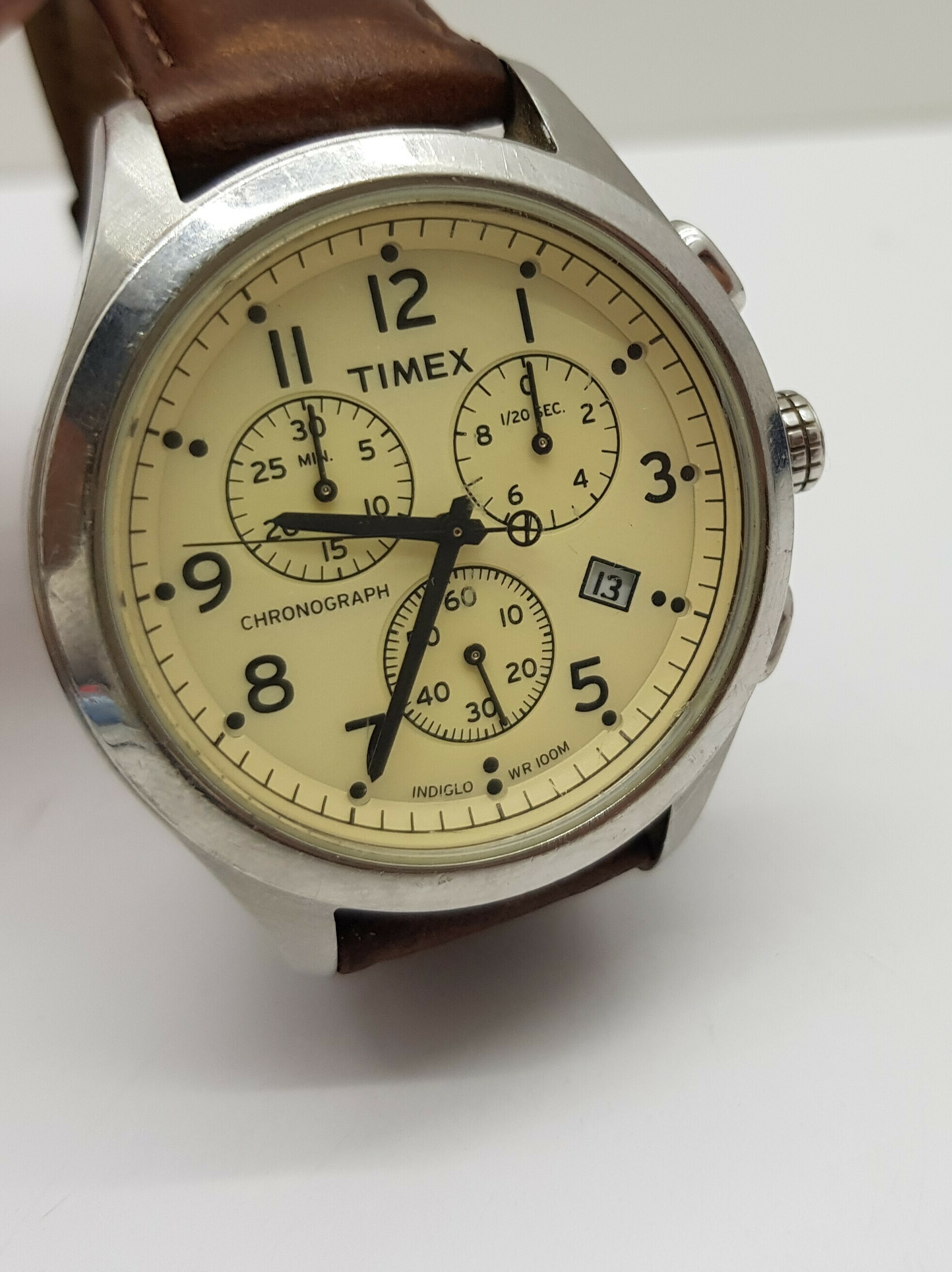 Timex chronograph hot sale indiglo wr100m