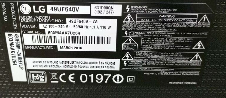 TELEWIZOR LED LG 49UF640VUSZKODZONA PŁYTA GŁÓWNA