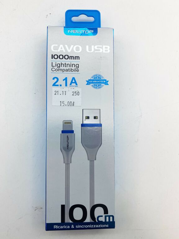 NEWTOP CAVO USB LIGHTNING 100CM 2.1A BIALY