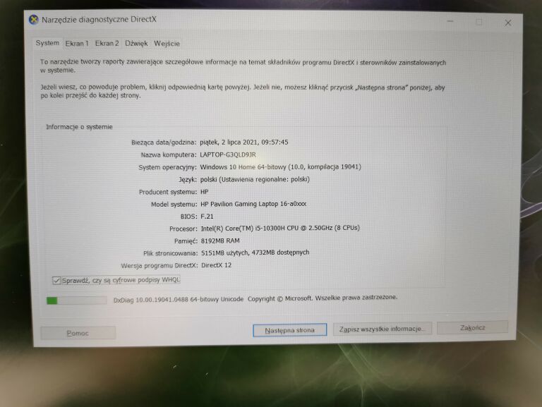 LAPTOP HP PAVILION GAMING 16-A0038NW