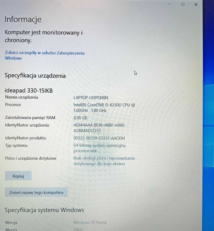 LENOVO IDEAPAD 330-15IKB 8GB RAM 256GB SSD WIN10