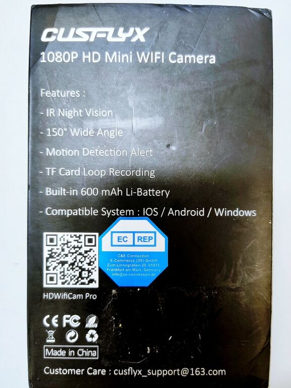 MINI KAMERA - CUSFLYX WIFI 1080P HD NIANIA SPY