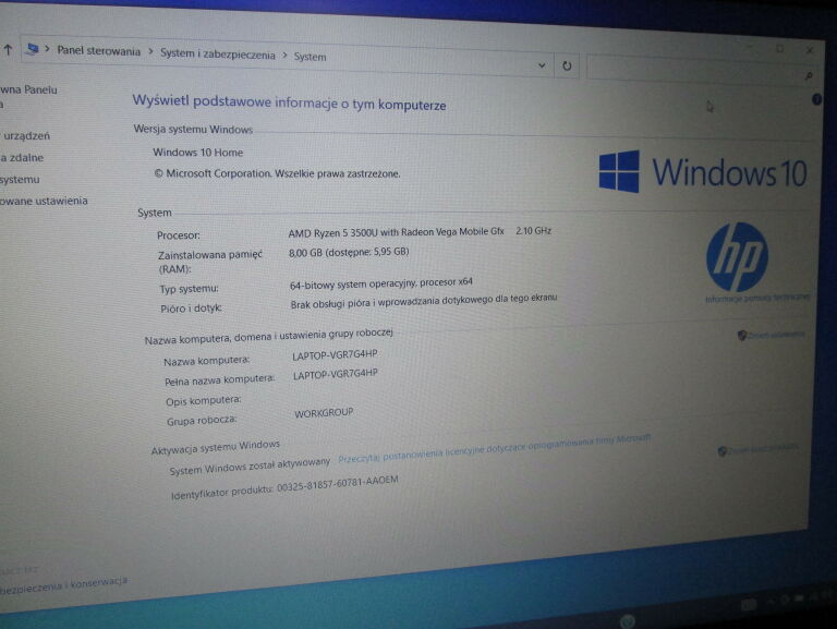 LAPTOP HP 15-DB1068NW 8GB/500GB