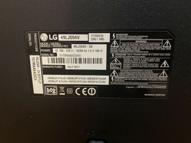 TELEWIZOR LG 49LJ594V 49" FULLHD HDMI