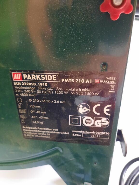 STOŁOWA PIŁA TARCZOWA PARKSIDE PMTS 210 A1