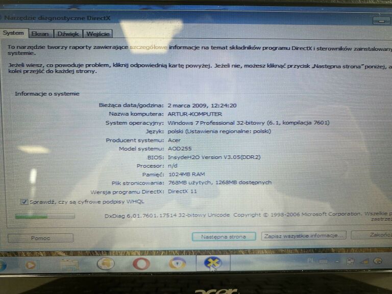 LAPTOP NETBOOK ACER ASPIRE ONE 160GB 1 GB RAM