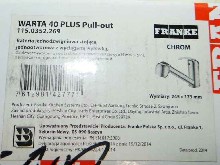 BATERIA KUCHENNA FRANKE WARTA 40 PULL-OUT (817004