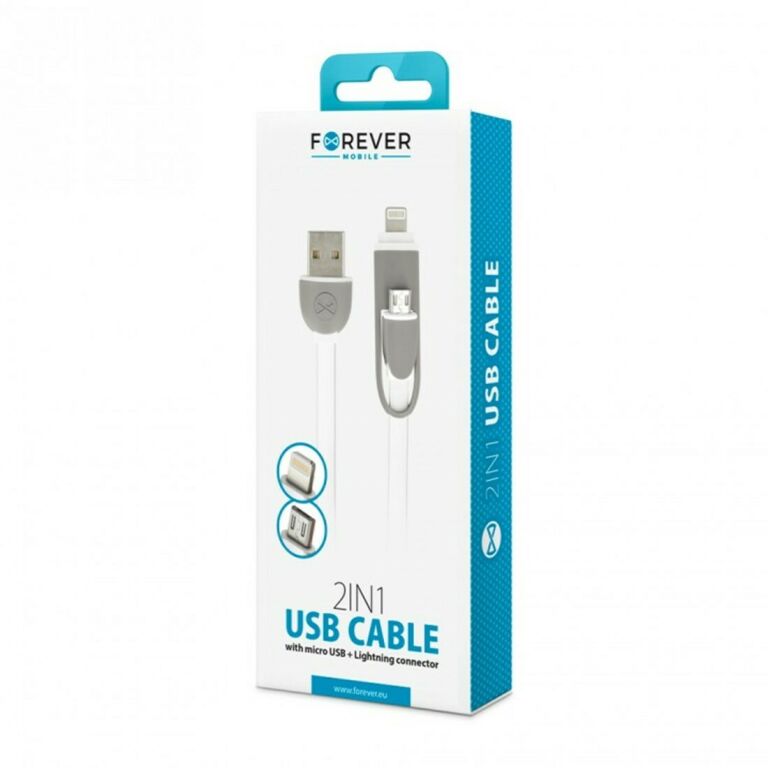 KABEL FOREVER 2W1 MICROUSB+IPHONE BIAŁY