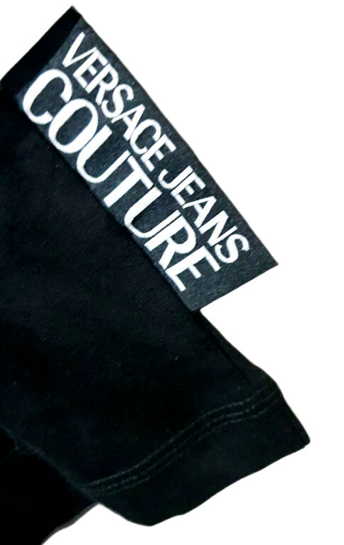 VERSACE CZARNY T-SHIRT ORYGINAŁ R. L ZŁOTE LOGO