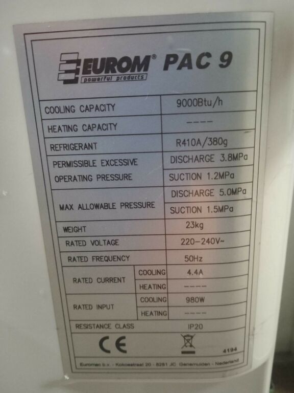 KLIMATYZATOR EUROM PAC 9 980 W ODBIÓR OSOBISTY