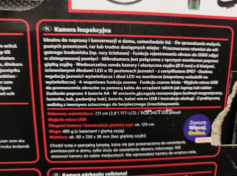 KAMERA INSPEKCYJNA PARKSIDE PKI 2.8 B1 IGŁA 2021