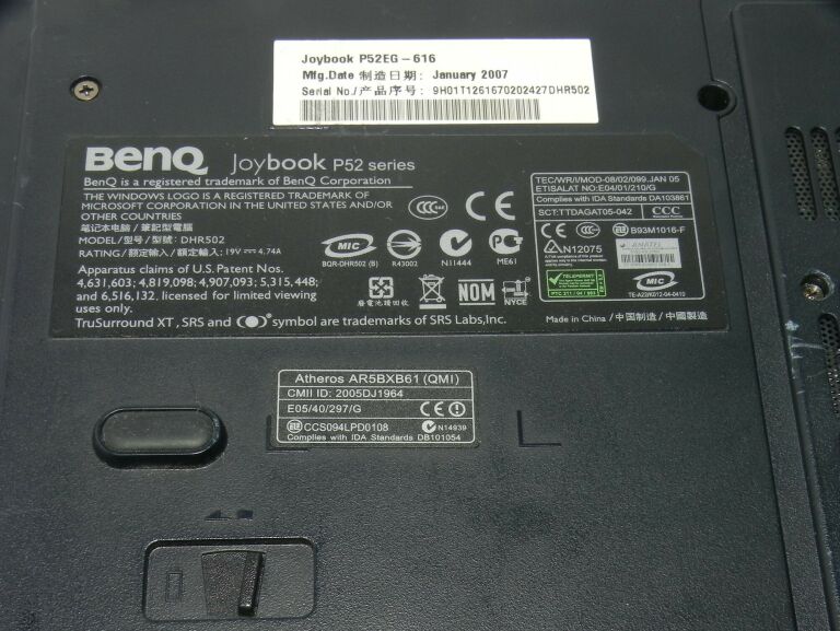 LAPTOP BENQ JOYBOOK P52 SPRAWNY