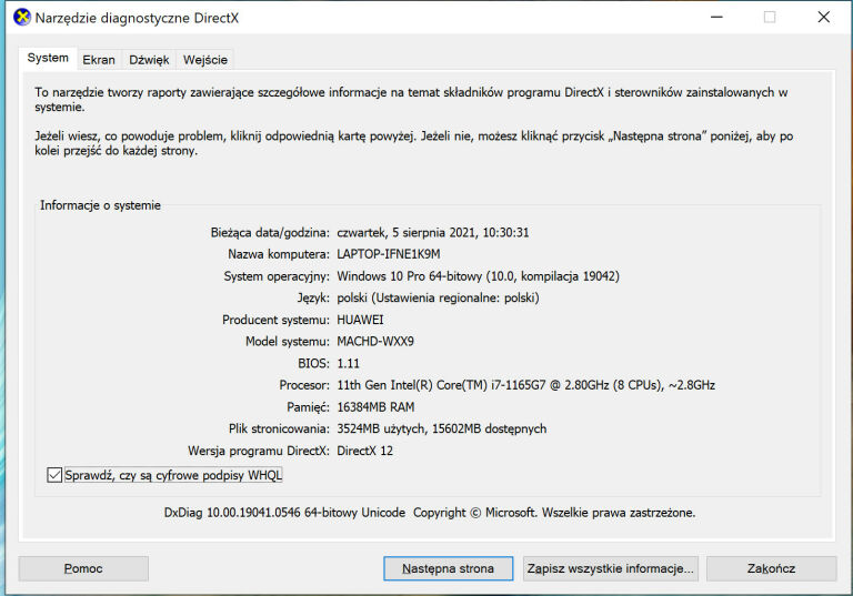 HUAWEI MATEBOOK X PRO 2021 I7-1165G7 16GB 512 SSD