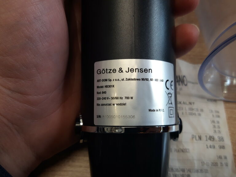 BLENDER GOTZE & JENSEN HB301K 700W , PARAGON