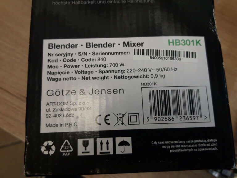 BLENDER GOTZE & JENSEN HB301K 700W , PARAGON